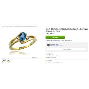 10k Gold Diamond London Blue Topaz Ring size 6.5